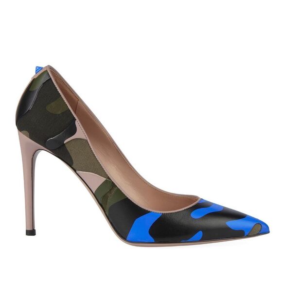 Valentino Leather Camouflage Print Pumps - Picture 1 of 11